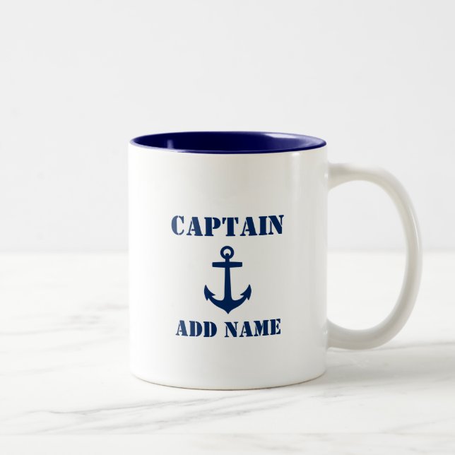 Tasse 2 Couleurs Ancre bleue Nom du capitaine Ajouter un nom ou un  (Droit)
