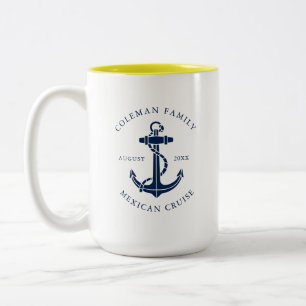 Tasse 2 Couleurs Ancre de bateau de croisière familiale personnalis