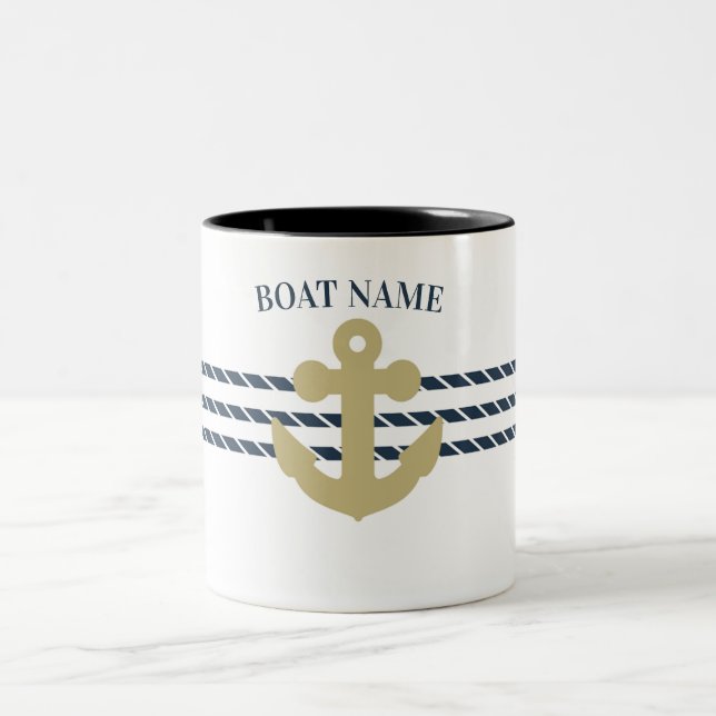 Tasse 2 Couleurs Ancre de bateau nautique, corde (Centre)