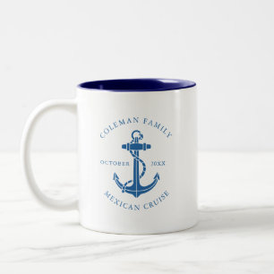 Tasse 2 Couleurs Ancre de bateau nautique personnalisée pour la fam