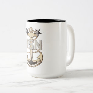 Tasse 2 Couleurs Ancre de maître principal de la marine américaine