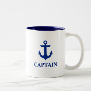 Tasse 2 Couleurs Ancre du capitaine nautique
