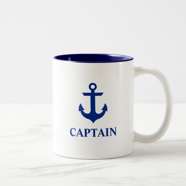 Tasse 2 Couleurs Ancre du capitaine nautique (Droit)