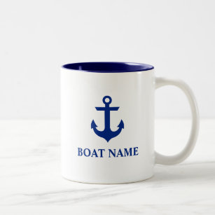 Tasse 2 Couleurs Ancre Nautical Boat Name