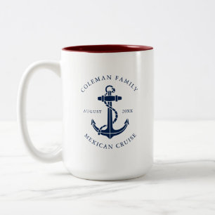 Tasse 2 Couleurs Ancre nautique de bateau de croisière de famille p