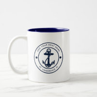 Ancre nautique nom de bateau bleu marine personnal