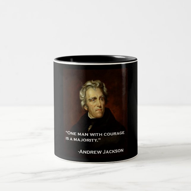 Tasse 2 Couleurs Andrew_Jackson par citation Sully sur le courage (Centre)