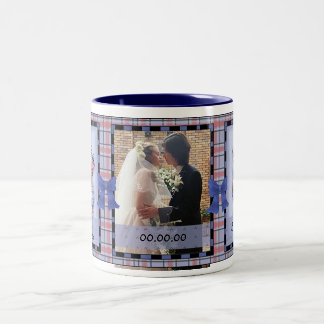 Tasse 2 Couleurs Andy & Annie, Enregistrer la date Personnalisable  (Centre)