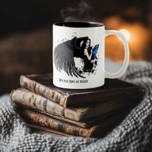 Tasse 2 Couleurs Ange gothique ailes Chat noir