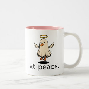 Tasse 2 Couleurs Ange Oie en Paix, Cadeau d'Humour Sombre Halloween