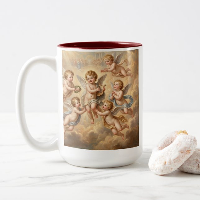 Tasse 2 Couleurs Anges chrétiens au ciel (Avec donut)