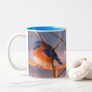 Tasse 2 Couleurs Animal Bluebird d'hiver personnalisé