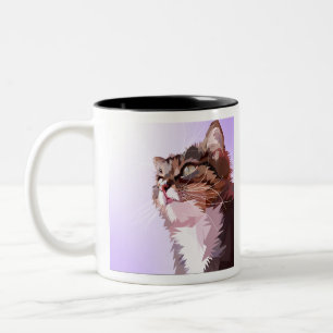 Tasse 2 Couleurs Animal Chat Design Géométrie Amour Chat Pop Art