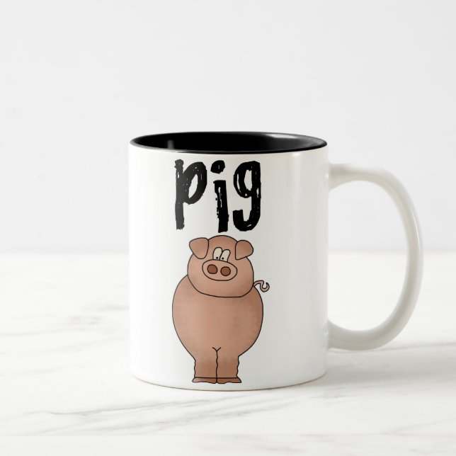 Tasse 2 Couleurs Animal de ferme de porc (Droit)