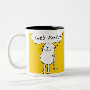 Tasse 2 Couleurs Animal de fête. Le chat veut faire la fête