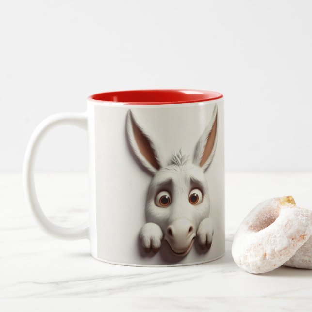 Tasse 2 Couleurs Animaux amusants d'âne 3D (Avec donut)