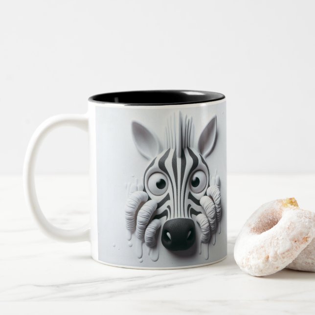 Tasse 2 Couleurs Animaux amusants Zebra 3D (Avec donut)
