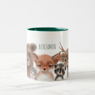 Tasse 2 Couleurs Animaux boisés modernes Végétation forestière