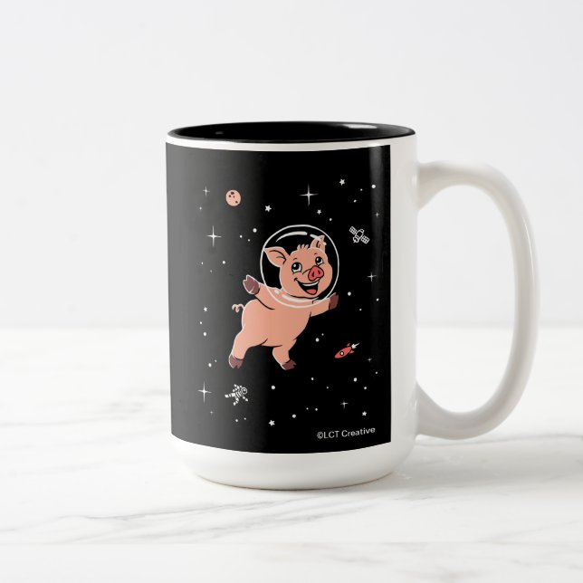 Tasse 2 Couleurs Animaux De Cochon Dans L'Espace (Droit)