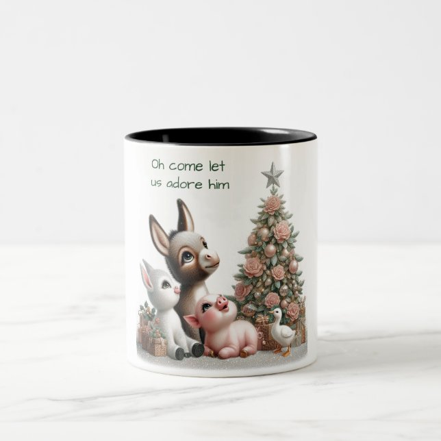 Tasse 2 Couleurs Animaux de la ferme de Noël  (Centre)