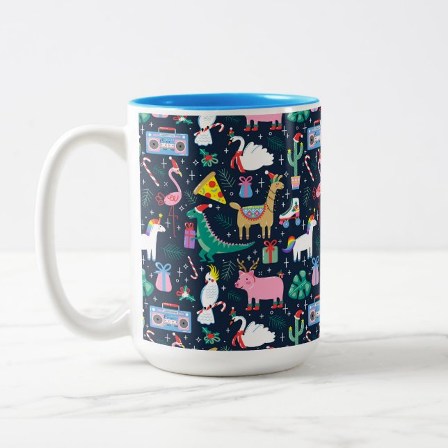 Tasse 2 Couleurs Animaux de vacances et icônes Motif (Gauche)