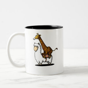 Tasse 2 Couleurs Animaux drôles de girafe d'équitation d'alpaga