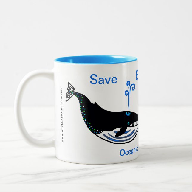 Tasse 2 Couleurs Animaux sauvages - Sauvez les BALEINES Bleues - Fa (Gauche)