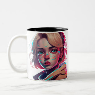 Tasse 2 Couleurs Anime manga pop art amateurs visage personnages de