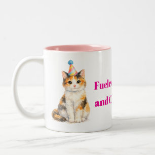 Tasse 2 Couleurs Animé par le café, chat calicot, animal de compagn