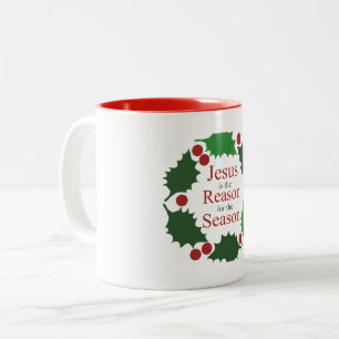 Tasse 2 Couleurs Anneau de Holly Jesus Raison pour les vacances de