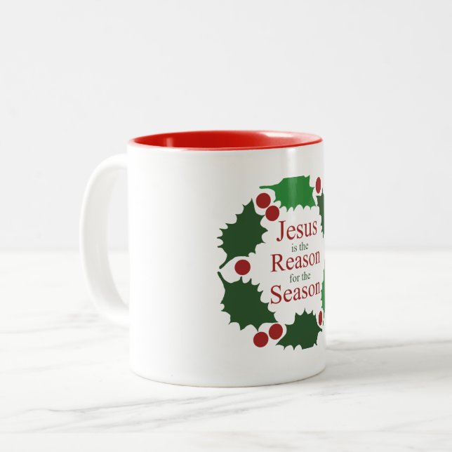 Tasse 2 Couleurs Anneau de Holly Jesus Raison pour les vacances de  (Devant gauche)