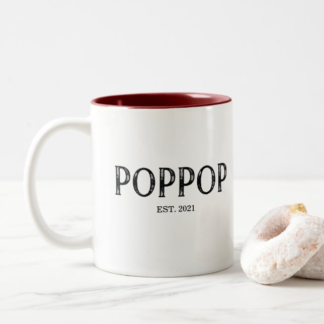 Tasse 2 Couleurs Année de création de PopPop (Avec donut)