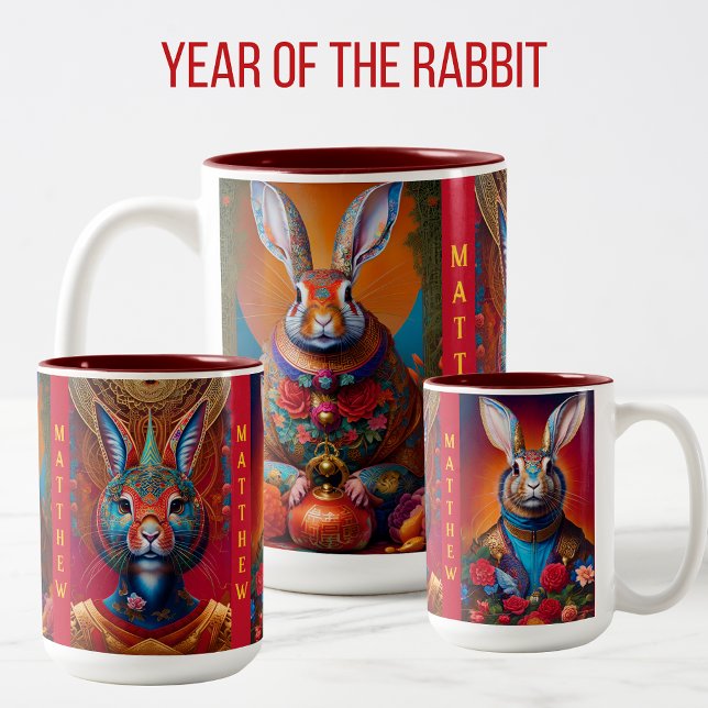 Tasse 2 Couleurs Année de l'astrologie chinoise RABBIT (Créateur téléchargé)