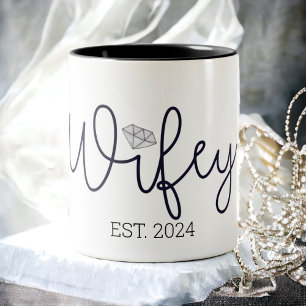 Tasse 2 Couleurs Année de Madame Écriture noire pour mariage No