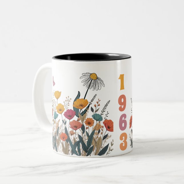Tasse 2 Couleurs Année de naissance Fleur sauvage des femmes Ed. Nu (Devant gauche)