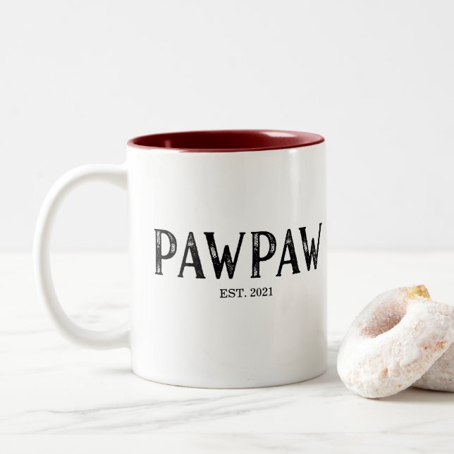 Tasse 2 Couleurs Année PawPaw établie (Avec donut)