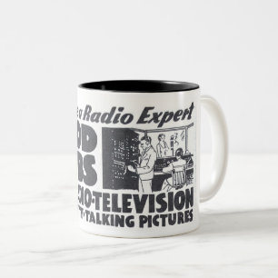 Tasse 2 Couleurs ANNÉES 1930 vintages APPRENDRE LA RADIO/TÉLÉVISION