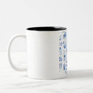 Tasse 2 Couleurs anniversaire 20 ans bleu plage personnalisé dessin