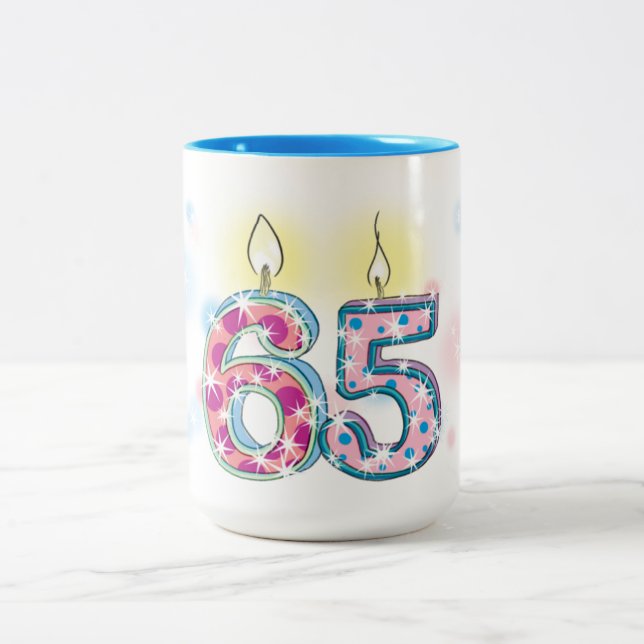 Tasse 2 Couleurs Anniversaire 65 ans (Centre)