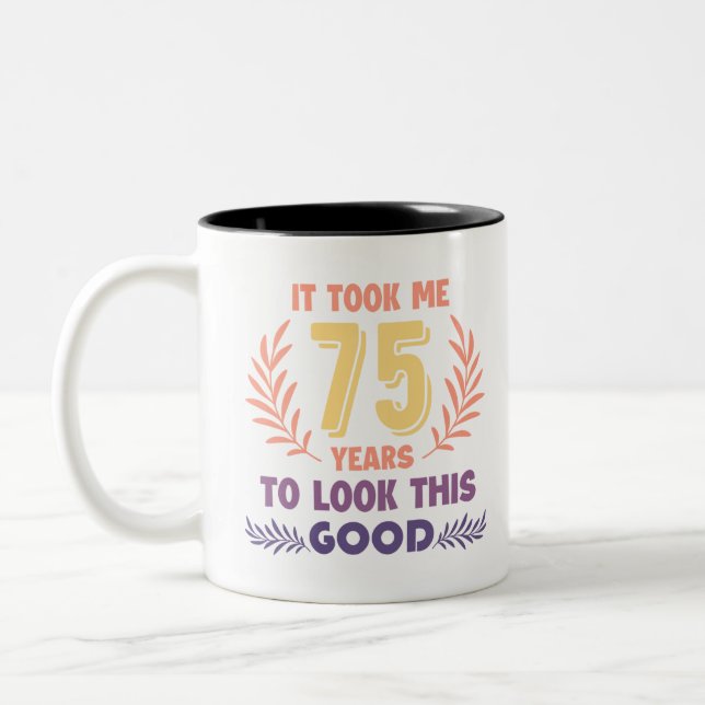 Tasse 2 Couleurs Anniversaire 75 ans (Gauche)