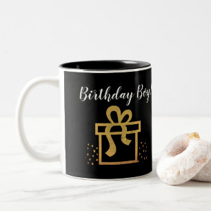 Tasse 2 Couleurs Anniversaire Boy Black and Gold Faux Foil