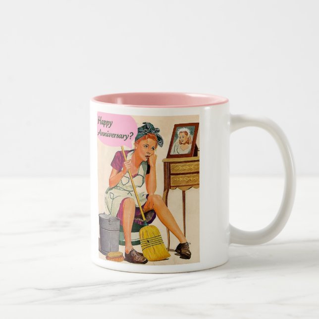 Tasse 2 Couleurs Anniversaire de la ménagère rétro (Droit)