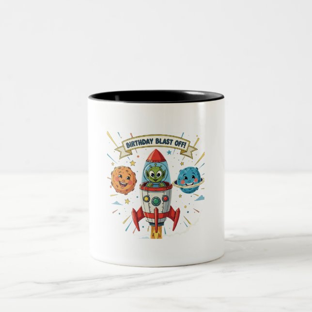 Tasse 2 Couleurs Anniversaire : Décollage ! Un Alien Mignon dans un (Centre)