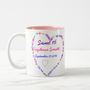 Tasse 2 Couleurs Anniversaire du bonbon 16 à coeur