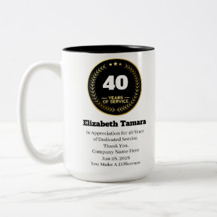 Tasse 2 Couleurs Anniversaire du travail de 40 ans   Appréciation d