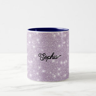 Tasse 2 Couleurs Anniversaire Féminin Paillettes Étincelles Lavande