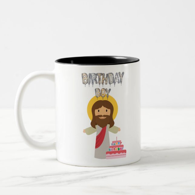 Tasse 2 Couleurs anniversaire garçon jesus noël (Gauche)