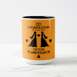 Tasse 2 Couleurs Anniversaire Mariage des filles gays