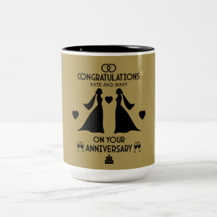Tasse 2 Couleurs Anniversaire Mariage des filles gays