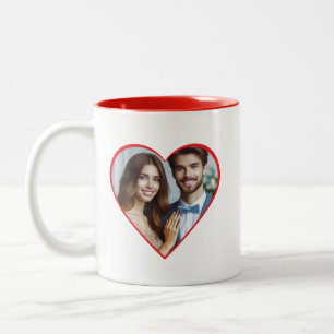 Tasse 2 Couleurs Anniversaire personnalisé Coeur photo rouge